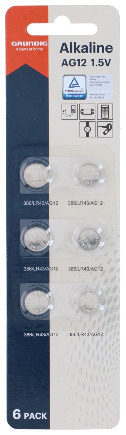 Knoopcel batterij AG12 – 6 stuks