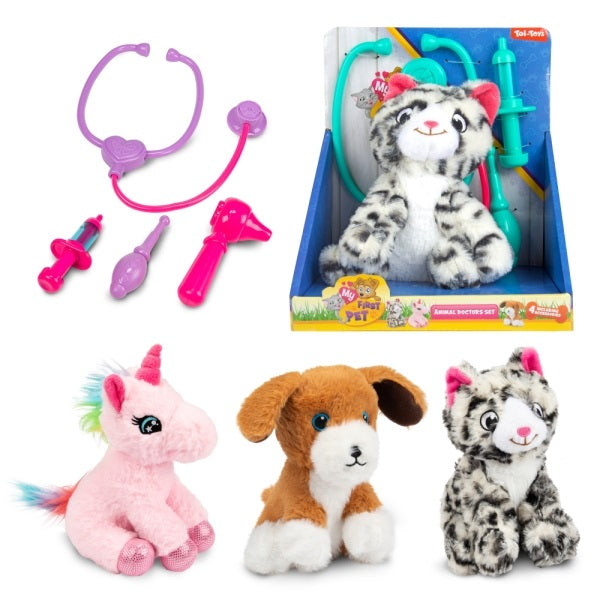 My First Pet Pluche Dier met dierenarts accessoires – 3 assorti