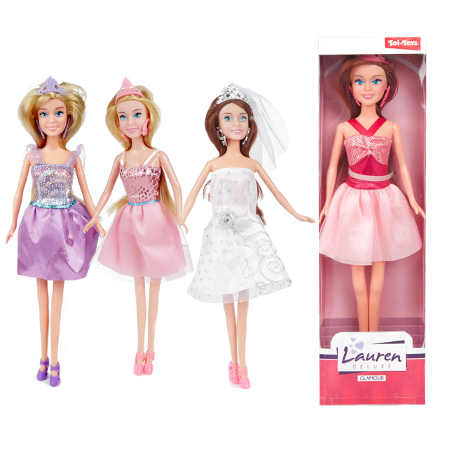 LAUREN Tienerpop met diadeem en feestjurk – 4 assorti