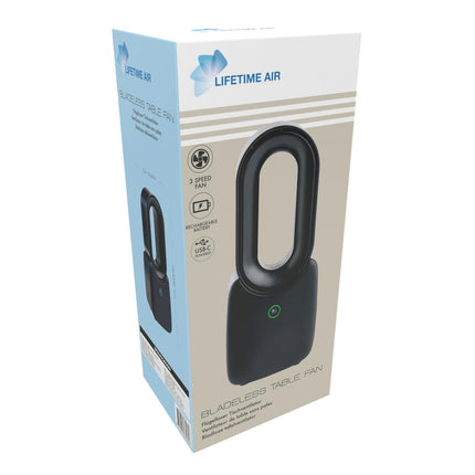 Bladloze tafelventilator USB – 3 standen – zwart
