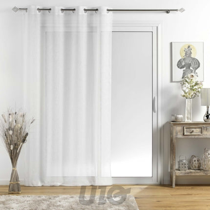 Transparant gordijn met ringen 140 x 240 cm wit met zilverdraad