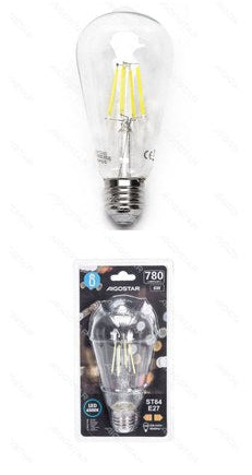 LED filamentlamp ST64 E27 6W koud wit 6500K helder