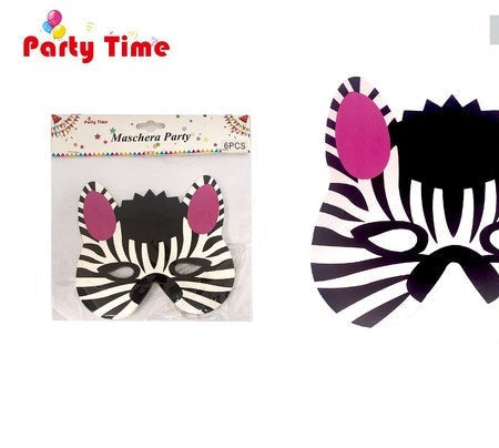 Set van 6 zebra feestmaskers