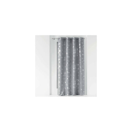 Gordijn met ringen 140 × 260 cm – Metallic bedrukt polyester – Bloomy – Grijs/Zilver