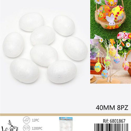 Piepschuim eieren 40 mm – 8 stuks