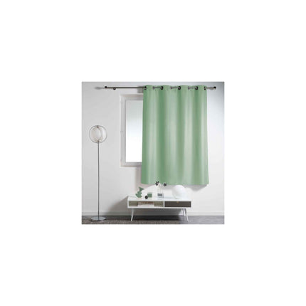 Gordijn met ringen 140 × 180 cm – Effen polyester – Essentiel – Saliegroen