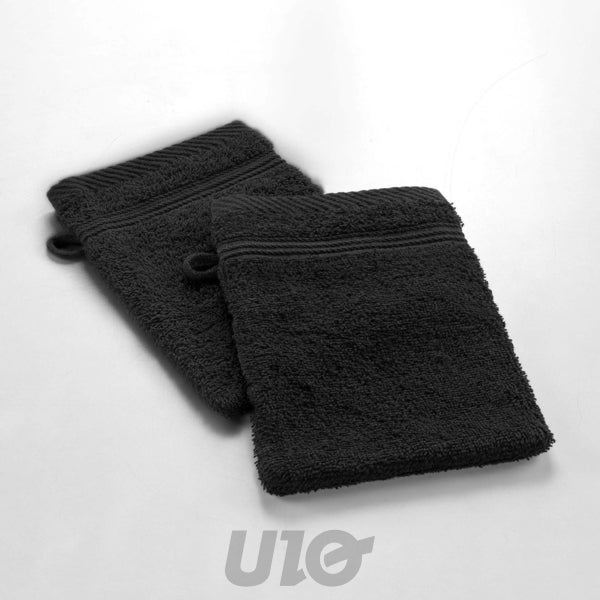 Set washandjes 2 stuks 15 x 21 cm badstof zwart