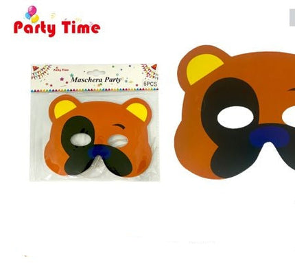 Set van 6 beer feestmaskers
