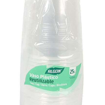 Set van 25 transparante glazen 500 cc – Algon plastiek