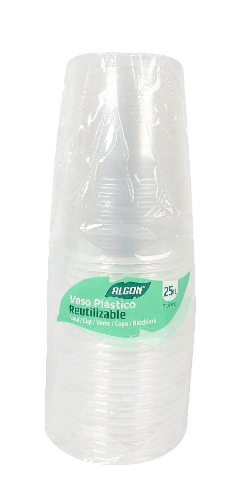 Set van 25 transparante glazen 500 cc – Algon plastiek