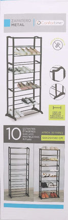 Metalen schoenenrek – Voor 30 paar – 50 x 25 x 140 cm – Confortime