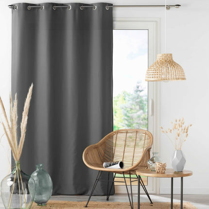 Gordijn met ringen 140 × 260 cm – Effen microvezel – Absolu – Antraciet