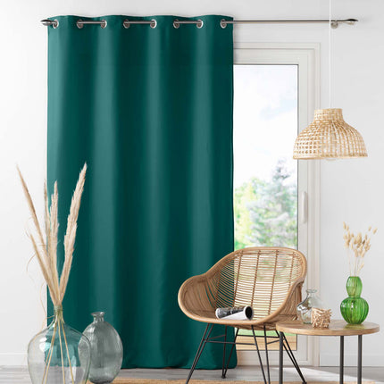 Gordijn met ringen 140 × 260 cm – Effen microvezel – Absolu – Smaragdgroen