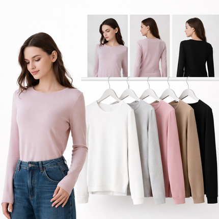 Dames Basic Shirt – Lange Mouw – Uni