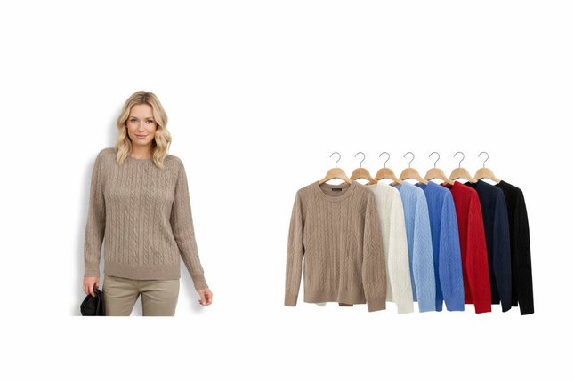 Dames Kabeltrui – Rond Hals | Zacht Gebreid | Diverse Kleuren