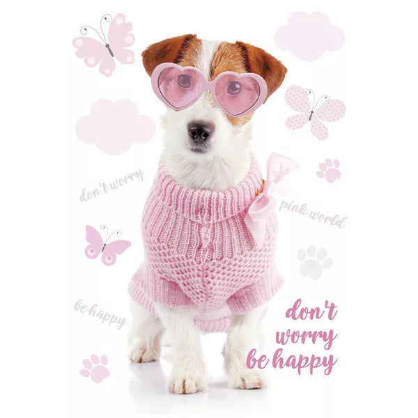 Dog Pink World A/4 elastic folder