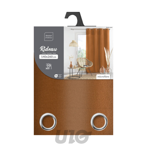Gordijn met ringen 140 x 260 cm microvezel camel