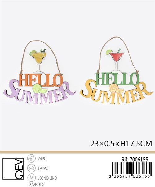 Hangdecoratie Hello Summer 23x17,5 cm