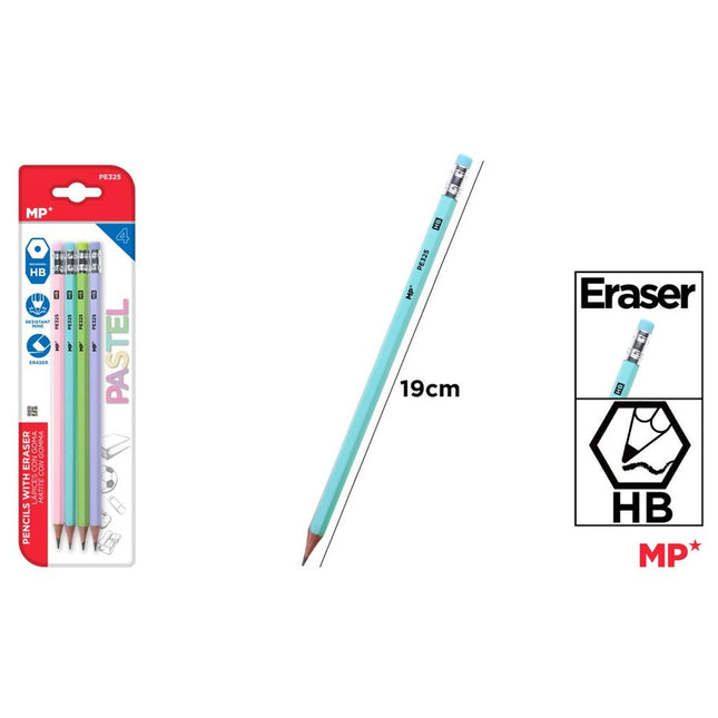 MP HB Potloden met Gum Set van 4