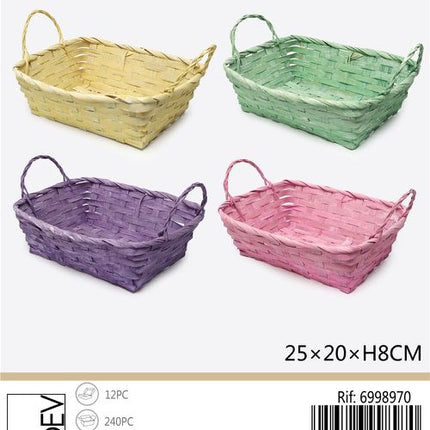 Paasmandje rechthoek 25x20x8 cm – assorti