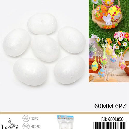 Piepschuim eieren 60 mm – 6 stuks