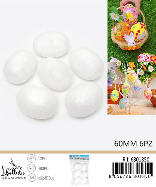Piepschuim eieren 60 mm – 6 stuks