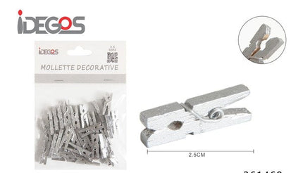 Mini knijpertjes zilverkleurig 2,5 cm - 30 stuks