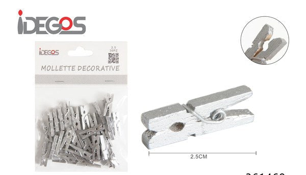 Mini knijpertjes zilverkleurig 2,5 cm - 30 stuks