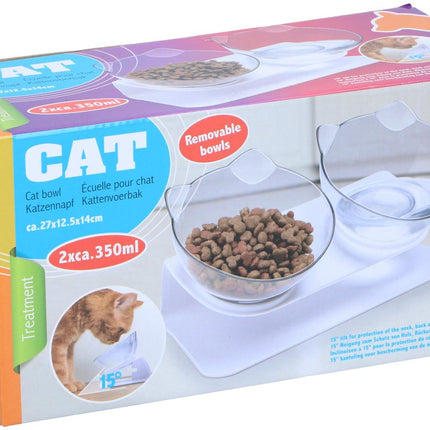 Kattenvoerbak duo – 2 × 350 ml