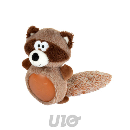 Pluche hondenspeelgoed wasbeer met pieper 40 cm – bruin
