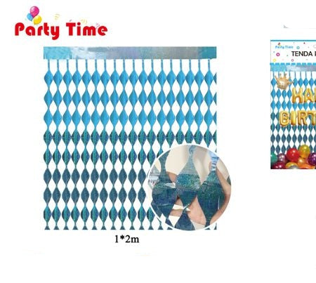 Lichtblauw Happy Birthday partygordijn 1 x 2 m