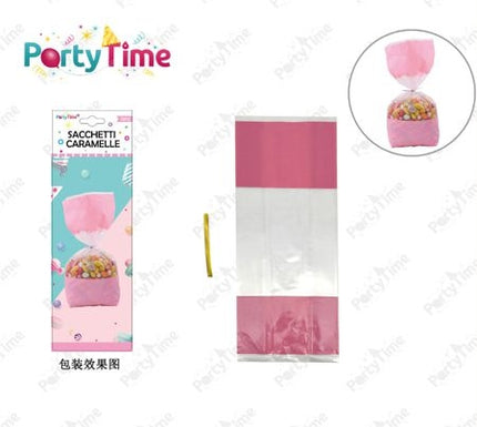 Set van 10 roze snoepzakjes