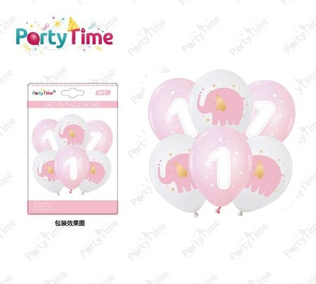 Set van 6 roze ballonnen 12 cm