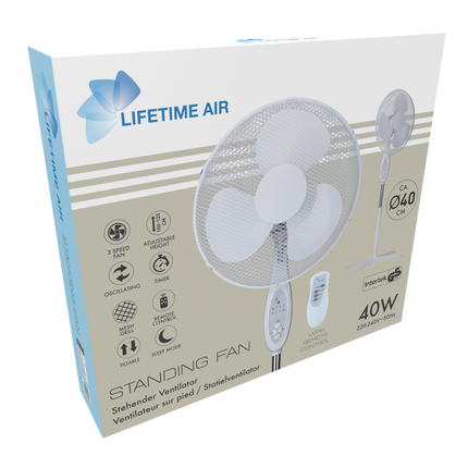 Staande ventilator 40 cm 40W met afstandsbediening