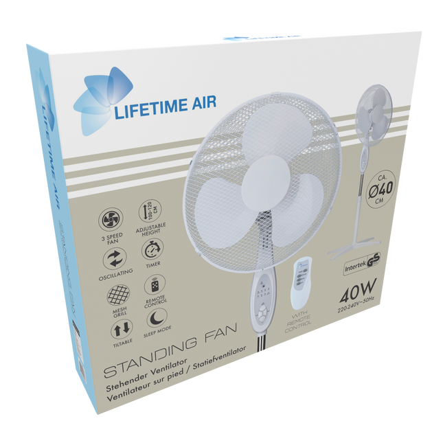 Staande ventilator 40 cm 40W met afstandsbediening