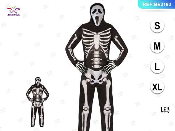 Heren skeletkostuum 1set (maat l)