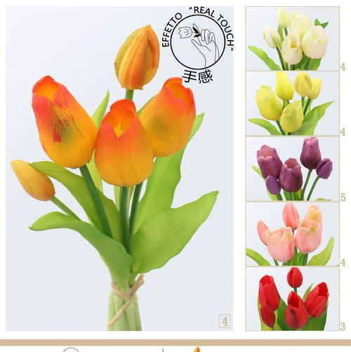 Kunst tulpenboeket A – 3 bloemen met decoratieve tak
