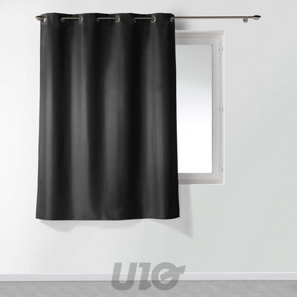 Gordijn met ringen 140 x 180 cm polyester zwart