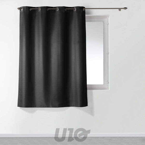 Gordijn met ringen 140 x 180 cm polyester zwart
