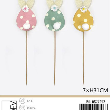 Decoratieve konijnensteker 31x7 cm – assorti