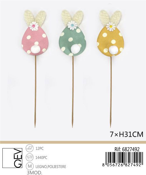 Decoratieve konijnensteker 31x7 cm – assorti