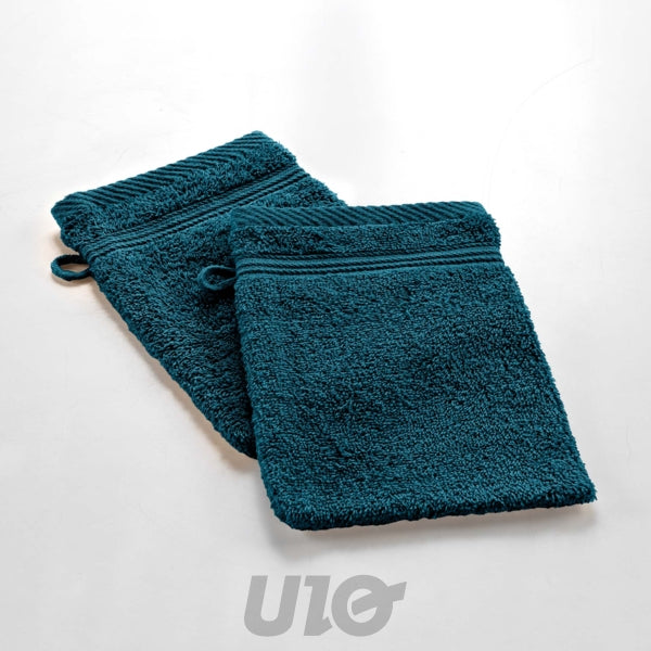 Set washandjes 2 stuks 15 x 21 cm badstof indigo