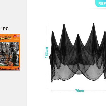 Decoratie zwart gaasdoek 76×183cm halloween 1st.