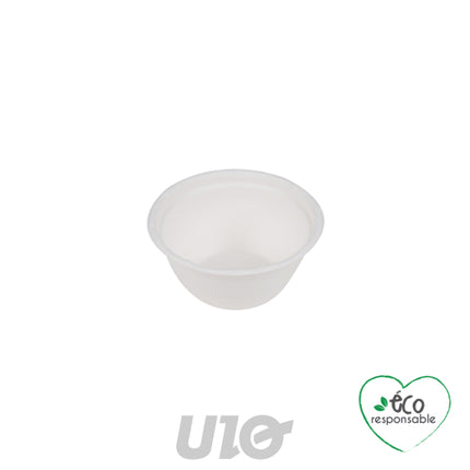 Ronde amusebakjes van suikerriet 60 ml, 12 stuks – wit