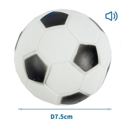 Rubberen voetbal voor huisdieren 7,5 cm wit/zwart