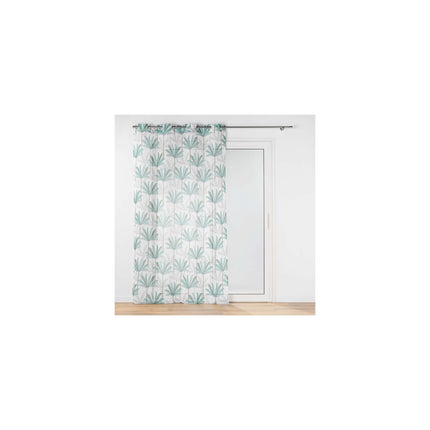Vitrage met ringen 140 × 240 cm – Bedrukte zandkleurige voile – Oasis