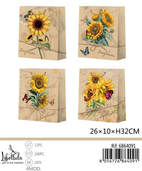 Geschenktas 26x32x10 cm – assorti 4 kleuren