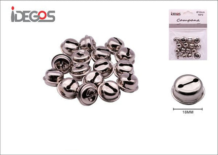 Ronde belletjes zilverkleurig 18 mm - 16 stuks