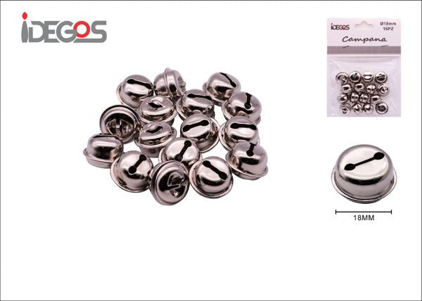 Ronde belletjes zilverkleurig 18 mm - 16 stuks