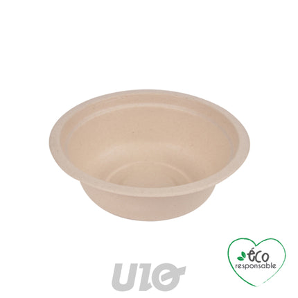 Ronde kommen van suikerriet 950 ml, 12 stuks – naturel